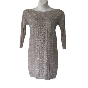 GUC 3/4 sleeve cableknit sweater mini dress in heathered oatmeal - Sz XS